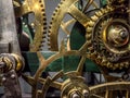Giant brass clock mechanism