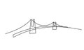 Giant bridge over river. Continuous one line drawing design Royalty Free Stock Photo