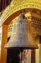 Giant buddhist prayer bell at Boudhanath stupa, Kathmandu, Nepal