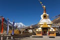 Giant Buddhist Stupa Monument Nepal Village Himalaya Mountain Range Annapurna Circuit Royalty Free Stock Photo