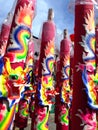 Giant Candles Lighted at chinese temple