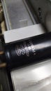 This a giant capasitor in UPS system.this is a input capasitor.450 v and 3900 microfared in capacity. Royalty Free Stock Photo