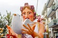 Giant Carnival Float with a Female Figure Representing Peace. She Holds a White Pigeon. Great Annual Parade. Patra, Greece