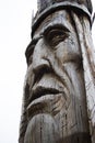 Giant carved wooden Native American head statue