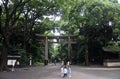 Torii gate at the entrance of Meiji Shrine in Tokyo, Japan Royalty Free Stock Photo