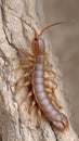 Giant Centipede Crawling on Tree Bark in a Natural Habitat During Daylight Hours Royalty Free Stock Photo