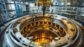 A giant centrifuge separating the ethanol from other byproducts ensuring the purity and quality of the final biofuel