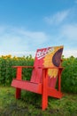 Giant Chair Next to Sunflower Field in Gibbon, Minnesota, USA