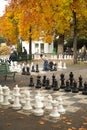 Giant checkers game in a park in Geneva, Swiss Royalty Free Stock Photo