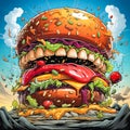 giant cheeseburger monster with teeth