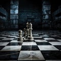 Giant chess board digital artistic illustration