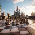 Giant chess board digital artistic illustration