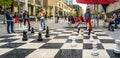 Giant chess sets on Sainte-Catherine Street in Montreal
