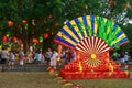 Giant Chinese fan sculpture in park, Chinese New Year