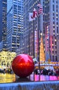 Giant Christmas Ornaments in New York City, USA.