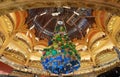 The giant Christmas tree inside Galeries Lafayette Parisian department store,Paris, France.