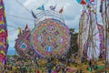 giant colorful kites with pattern design with people