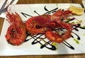 Giant cooked prawns shrimps