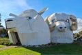 Giant corrugated iron sheep sculptures, Tirau, New Zealand