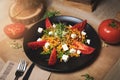 Giant couscous tomato and feta cheese salad Royalty Free Stock Photo