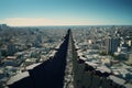 giant crack in the center of a city caused by a earthquake. tilt shift effect Royalty Free Stock Photo