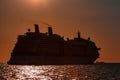 Giant cruise ship at sunset Royalty Free Stock Photo