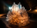 Giant crystal with glowing warm light