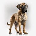 Giant dog breed bullmastiff portrait isolated on white close-up, Royalty Free Stock Photo