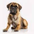 Giant dog breed bullmastiff portrait isolated on white close-up, Royalty Free Stock Photo