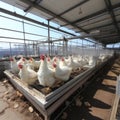 Giant ecological chicken at domestic farm with factory chickenssuperb 16k image quality.