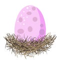 Giant egg in nest illustration.