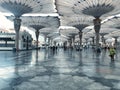 Giant electronic umbrellas or canopy at the outside compound of Prophet Muhammad Mosque Masjid Al-Nabawi, Madinah, Saudi Arabia