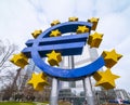 Giant Euro Symbol at Willy Brandt Square in Frankfurt