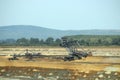 Giant excavator digging coal open pit coal mine Royalty Free Stock Photo