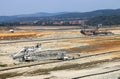 Giant excavators digging on open pit coal mine Kostolac Royalty Free Stock Photo