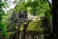 Giant face of temple gate around angkor wat temple area Royalty Free Stock Photo