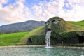 The Giant face and water feature, marking the entrance to Swarovski Crystal World