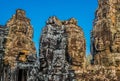 Giant faces prasat bayon temple angkor thom cambodia Royalty Free Stock Photo