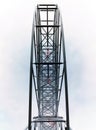 giant Ferris wheel detail. white steel frame. construction process. spokes and braces.