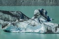 Giant floating icebergs on Tasman Glacier Lake in Aoraki Mount Cook National Park, South Island of New Zealand Royalty Free Stock Photo