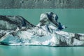 Giant floating icebergs on Tasman Glacier Lake in Aoraki Mount Cook National Park, South Island of New Zealand Royalty Free Stock Photo