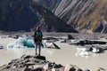 Giant floating icebergs on Tasman Glacier Lake in Aoraki Mount Cook National Park, South Island of New Zealand Royalty Free Stock Photo