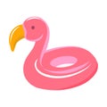 A giant floating pink flamingo. Inflatable rubber ring for children and adults, for pools, sea, oceans, rivers, lakes. Vector Royalty Free Stock Photo