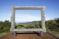 Giant frame with panoramic view of the Waitakere Ranges