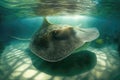 Giant Freshwater Stingray Underwater Realistic Photorea. Generative AI Royalty Free Stock Photo