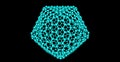 Giant fullerene-like molecular structure isolated on black background