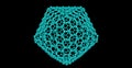 Giant fullerene-like molecular structure isolated on black background