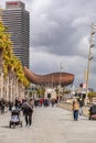 The giant Gold Fish sculpture, El Peix by Frank Gehry located on the Olypmic Port of Barcelona, Catalonia, Spain