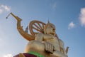 Giant and golden Big Buddha statue in Wat Phra Yai temple Royalty Free Stock Photo