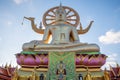 Giant and golden Big Buddha statue in Wat Phra Yai temple Royalty Free Stock Photo